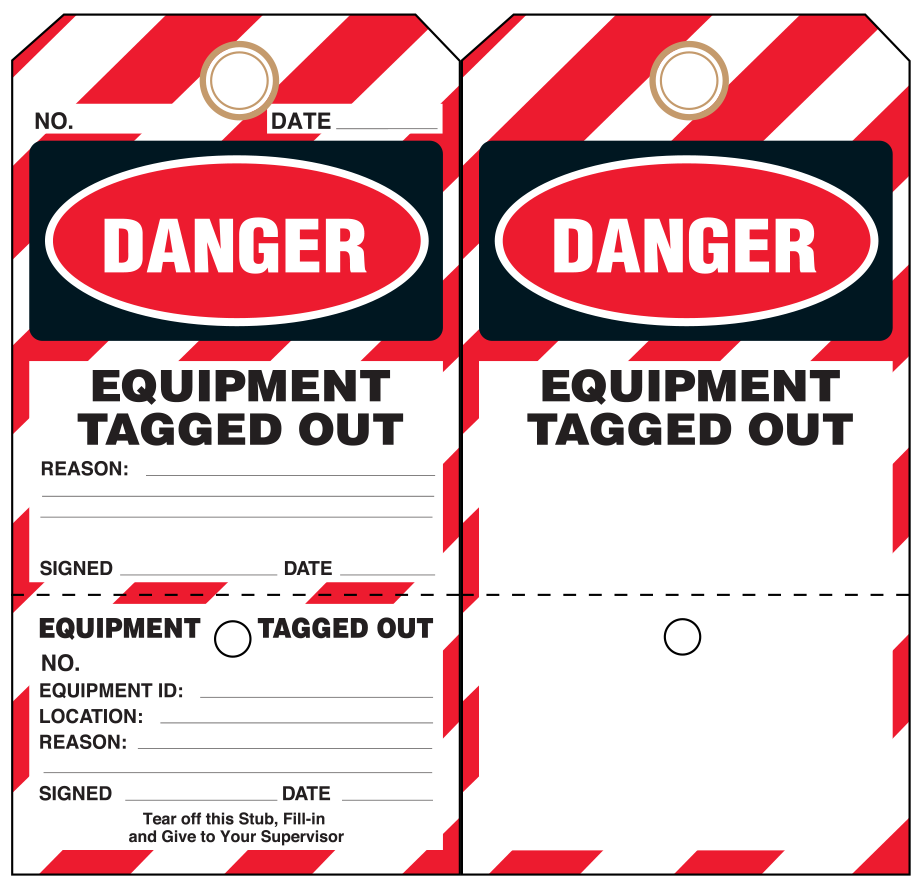 Equipment Tagged Out Tag