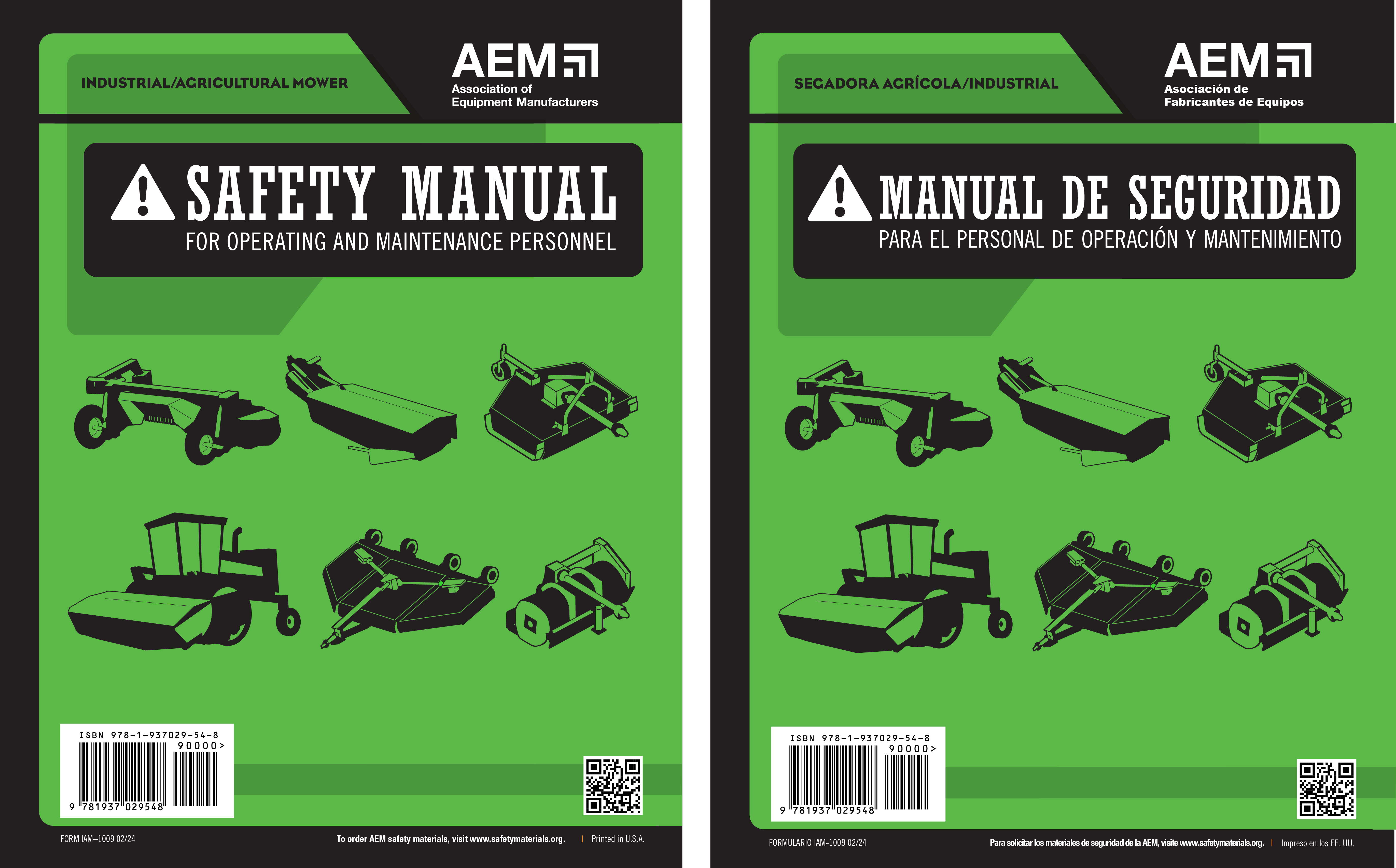 Industrial Agricultural Mower Safety Manual - English and Spanish